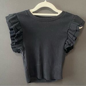 Black Ruffle Sleeve Zara Top Size S
